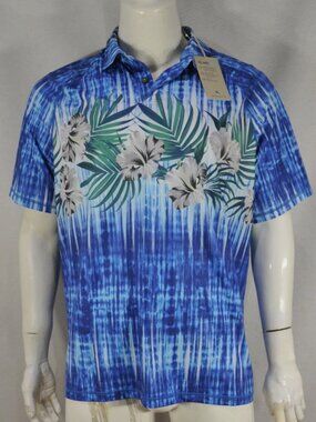 Tommy Bahama Men's Polo XL stretch Tide Pool Royale UPF 30 Printed Blue NWT